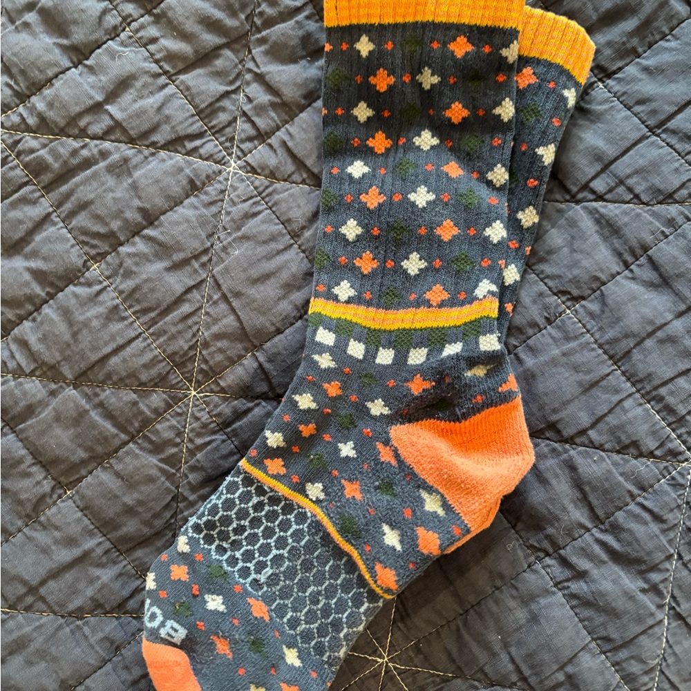 Bombas Geometric Orange and navy Socks